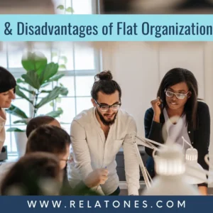 This image tells us about pros and cons of a flat organizational structure, advantages and disadvantages of a flat organizational structure and all the information provided by https://www.relatones.com/ which is the best market growth and digital consultant agency.