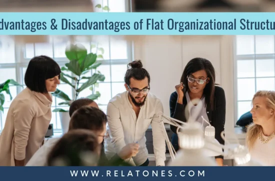 This image tells us about pros and cons of a flat organizational structure, advantages and disadvantages of a flat organizational structure and all the information provided by https://www.relatones.com/ which is the best market growth and digital consultant agency.